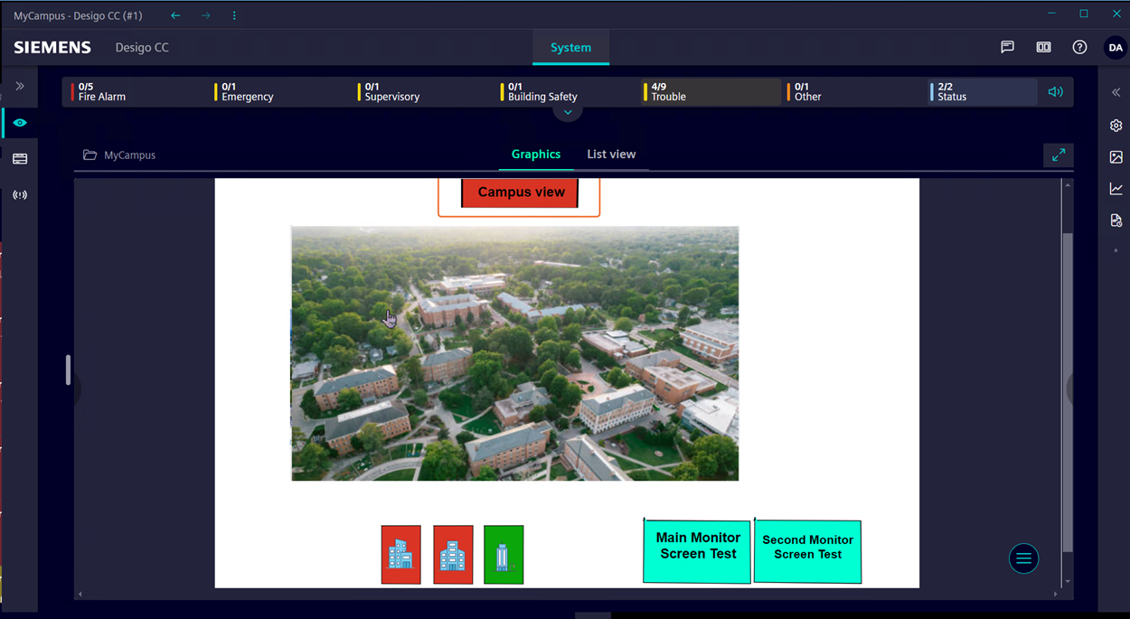 Example of a screen test page in a multi-monitor system